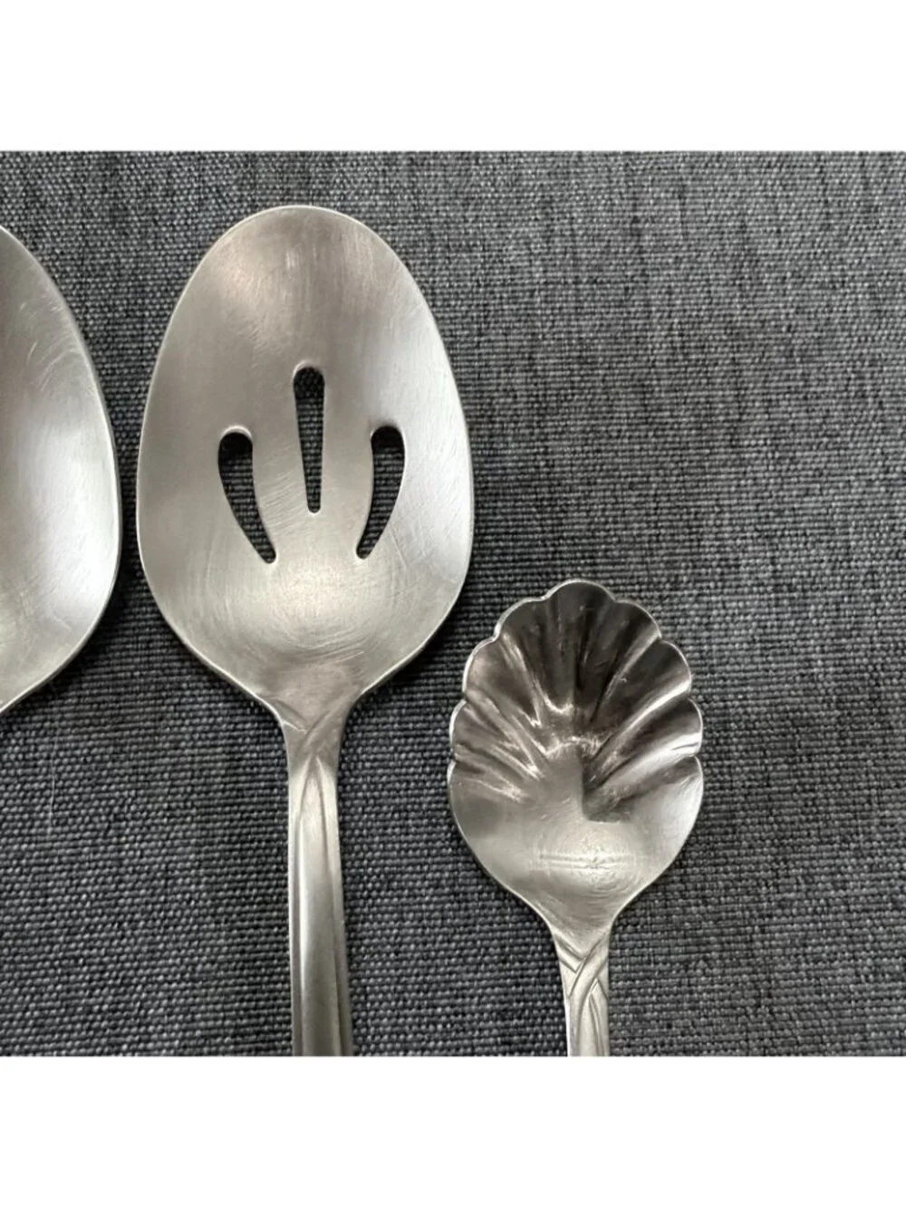 Hampton Silversmiths Lace Frosted Solid Pierced Serving Spoon Meat Fork Sugar